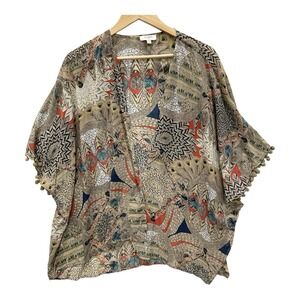 Umgee Multicolor Boho Kimono Cardigan - Beige, Navy, Coral, Teal
